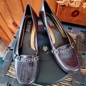 FABULOUS ✨ FRANCO SARTO Brown Crocodile Leather Kitten Heels